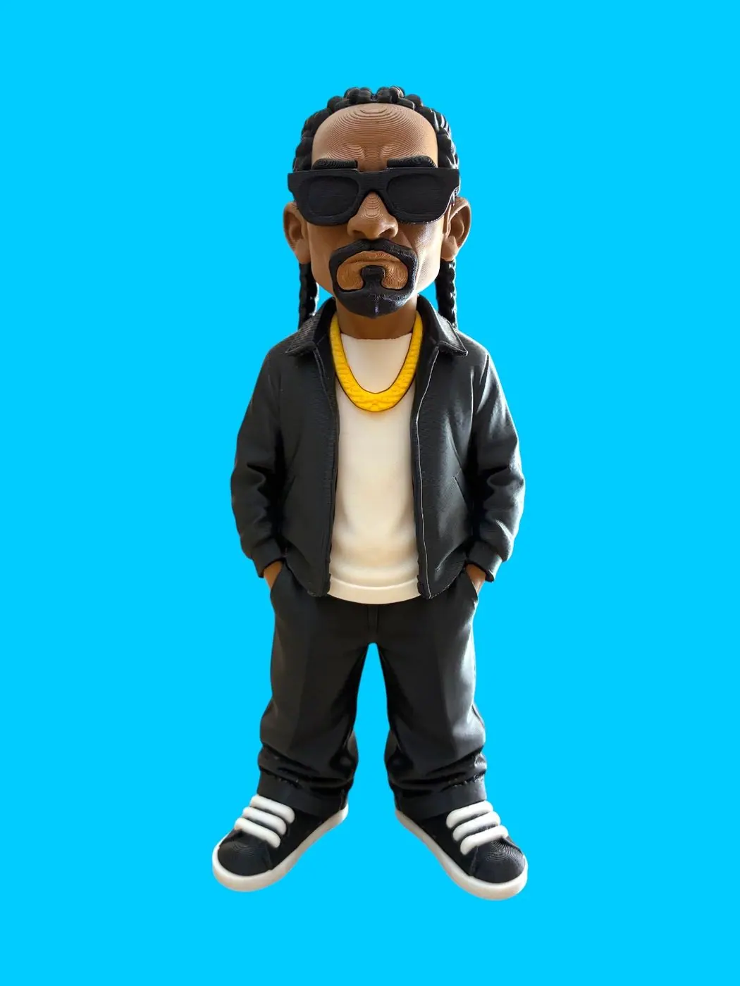 3D-printed συλλεκτική φιγούρα Snoop Dogg 22 εκ. με γυαλιά ηλίου και χρυσή αλυσίδα